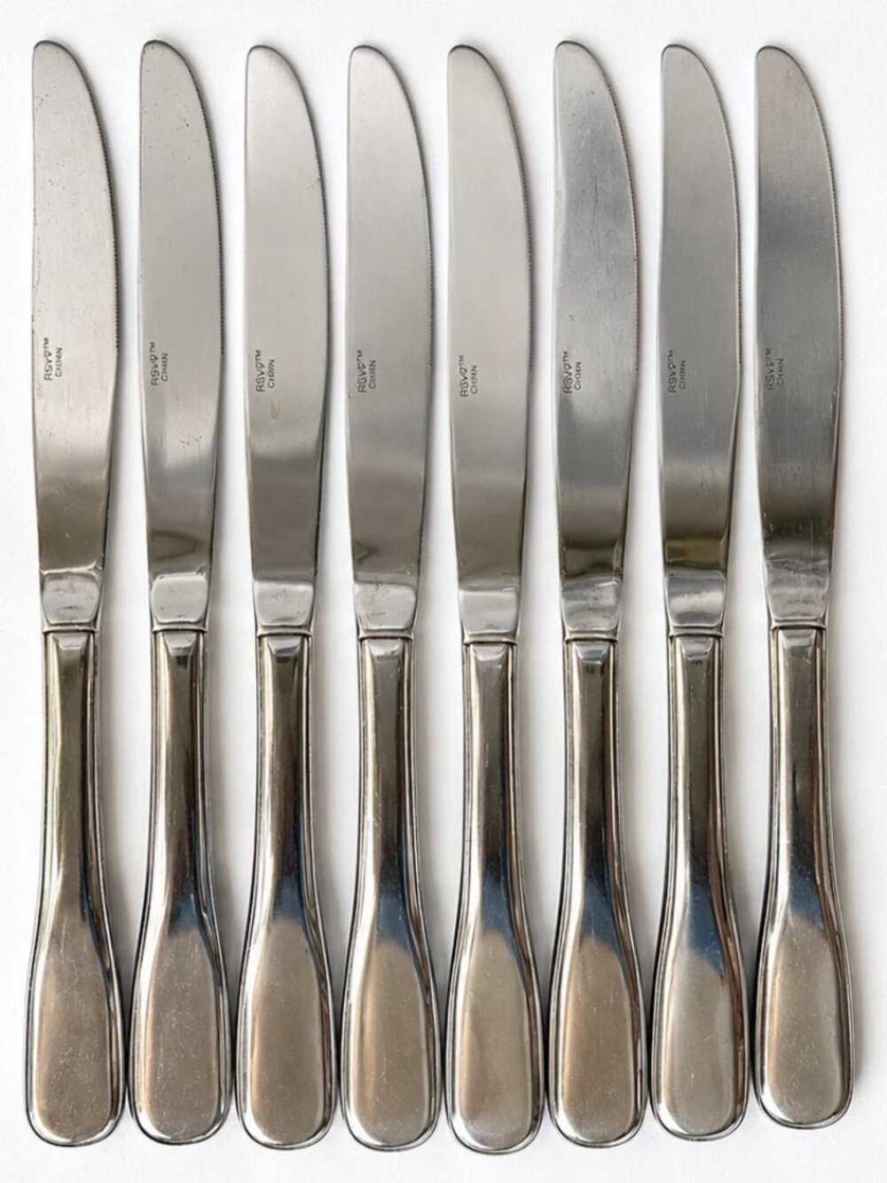 RSVP RXV21 Stainless Dinner Knives, Glossy Finish, Set of 8